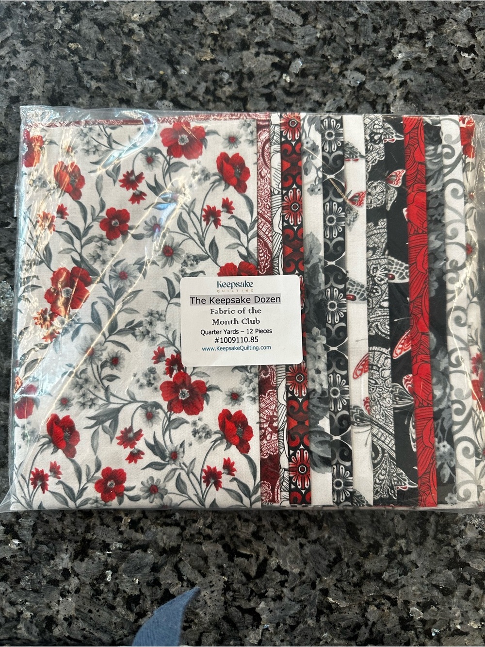 Red & Black Floral Fabric Bundle - The Keepsake Dozen 9” x 42” cuts
